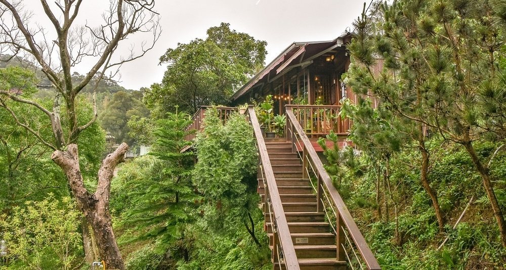 霖咖啡 lincafe' 依山而建的森林系小木屋與著名木長梯